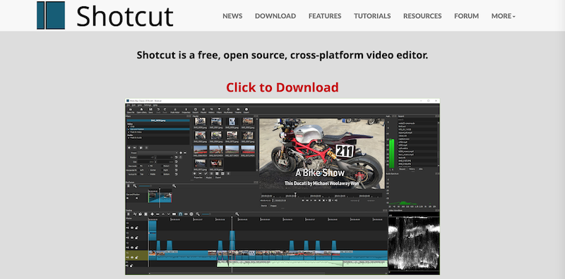 Shotcut free training video software