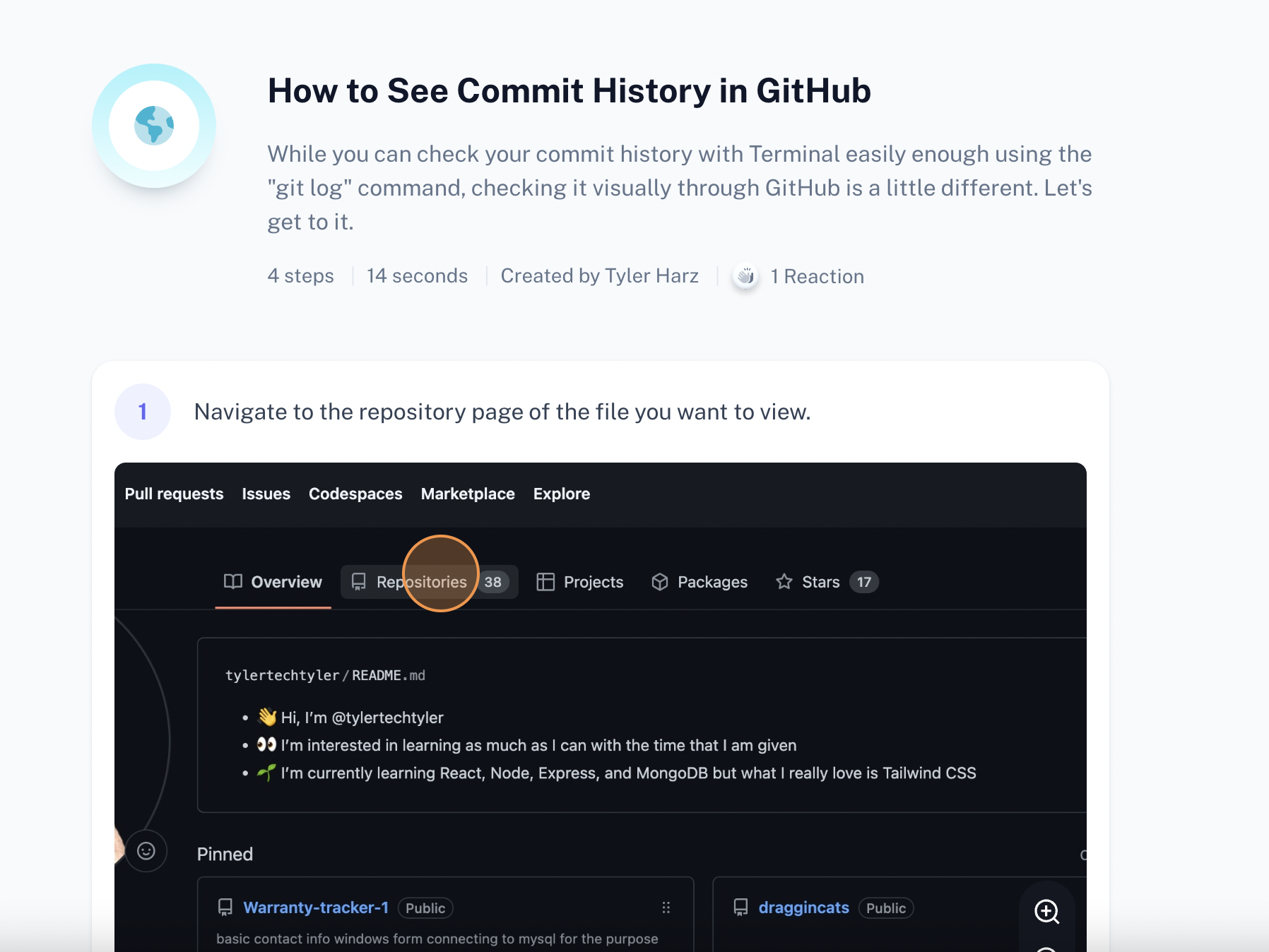 Step-by-step guide on how to see commit history in Github