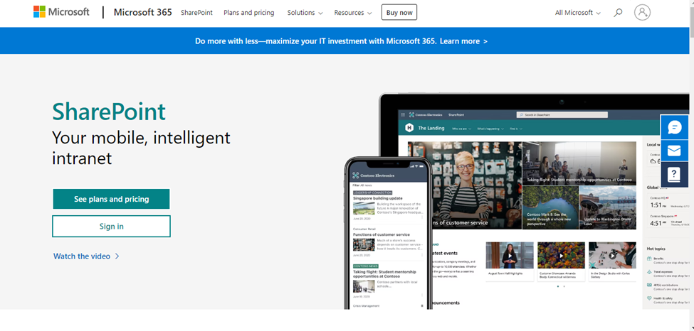 Microsoft SharePoint Home Page