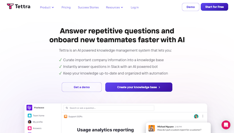 Tettra - knowledge sharing tools